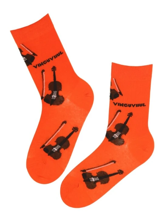 Obrázek produktu Sokisahtel Ponožky 'VINGUVIIUL socks with violins' oranžová