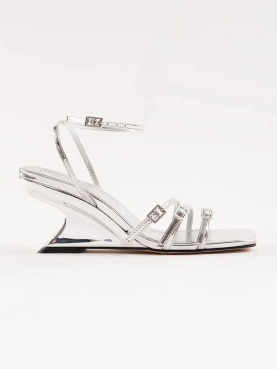 Obrázek produktu Souliers Martinez sandály na klínku kožené EDEN stříbrná