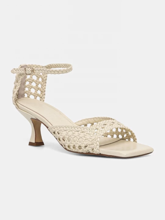 Obrázek produktu Souliers Martinez sandály na nízkém podpatku kožené VERONICA béžová