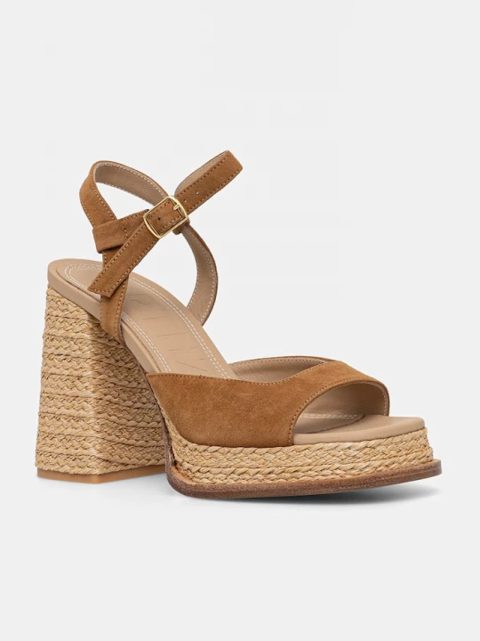 Obrázek produktu Souliers Martinez sandály na sloupku semišové GRACIA hnědá