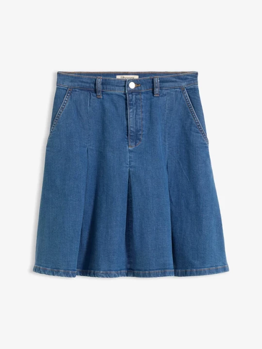 Obrázek produktu Spódnica jeansowa, z zakładkami, mid waist BonPrix niebieski