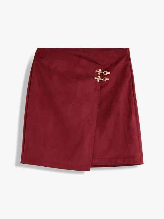 Obrázek produktu Spódnica z imitacji skóry z założeniem kopertowym BonPrix czerwony