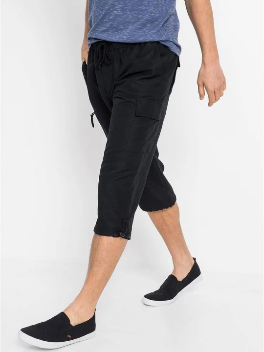 Obrázek produktu Spodnie 3 / 4 z mikrofibry w fasonie regular fit BonPrix czarny