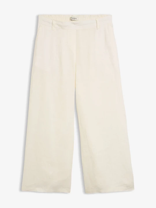 Obrázek produktu Spodnie culotte z czystego lnu BonPrix biały