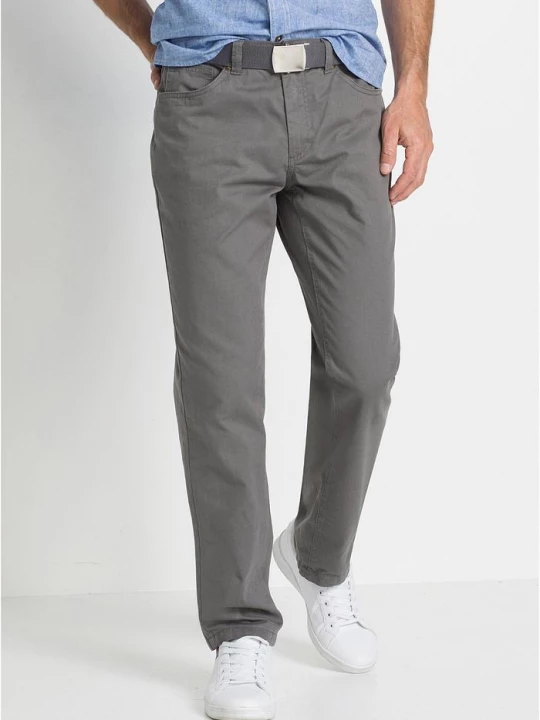 Obrázek produktu Spodnie regular fit z bawełnianego diagonalu, straight BonPrix szary