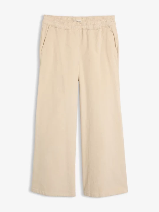 Obrázek produktu Spodnie sztruksowe high-waist z mieszanki bawełny BonPrix beżowy