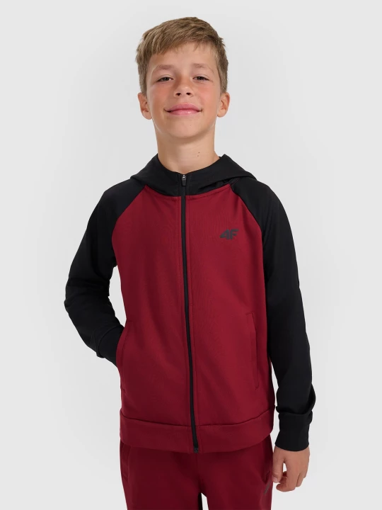 Obrázek produktu Sportovní rozepínací mikina s kapucí chlapecká - burgundská 4F červený