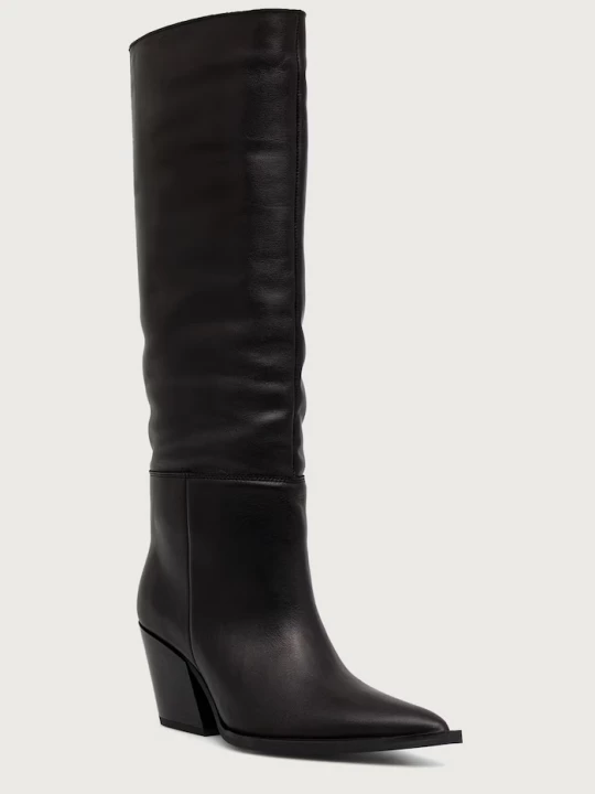 Obrázek produktu Steve Madden kozačky nad kolena na sloupku dámské kožené Menthe černá
