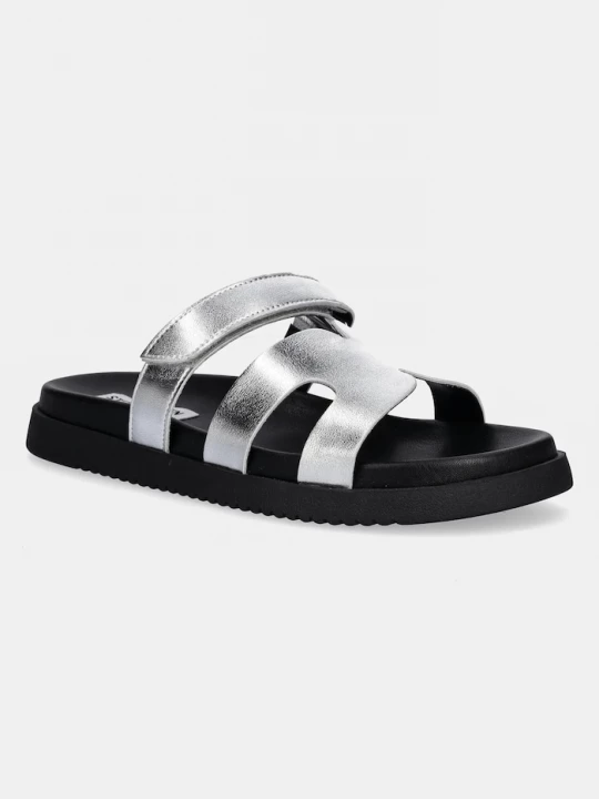 Obrázek produktu Steve Madden Kožené pantofle Missile stříbrná