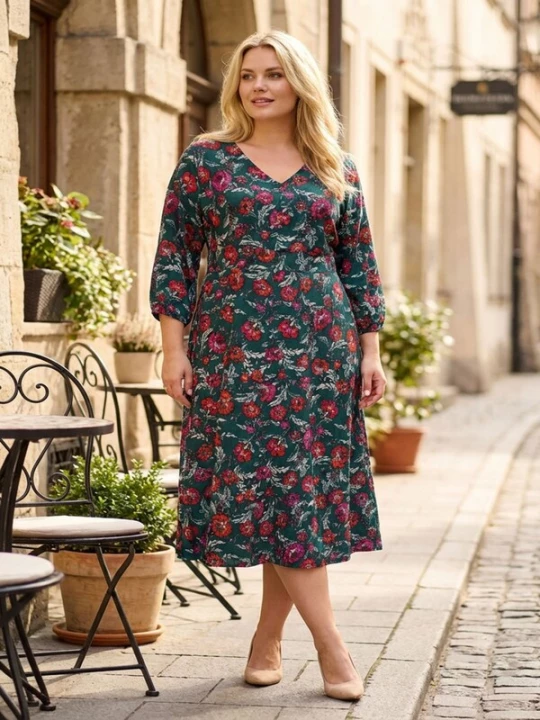 Obrázek produktu Stil Diva Šaty tmavě zelená / pink / oranžově červená / bílá
