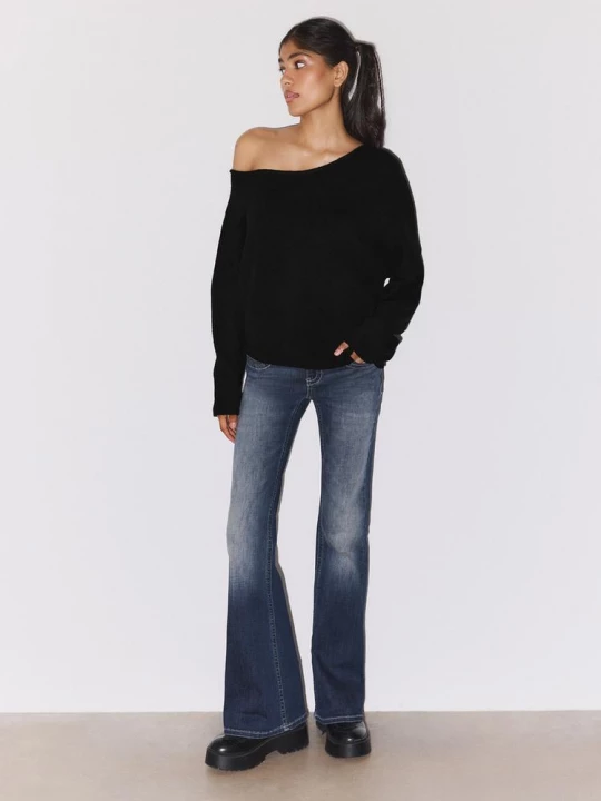 Obrázek produktu Stradivarius Asymetrický Pletený Svetr Black