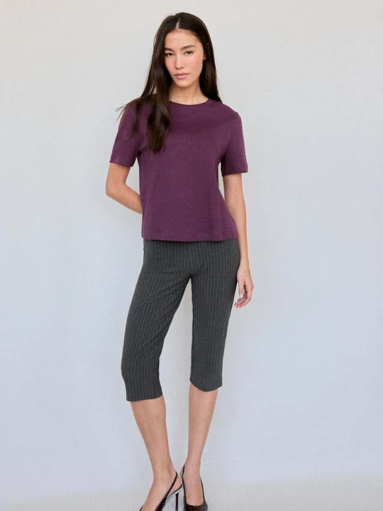 Obrázek produktu Stradivarius B01 Základní Tričko Regular Fit Vyšší Gramáží Purple