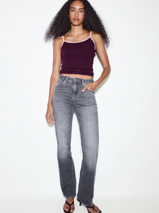 Obrázek produktu Stradivarius B07 Žebrovaný Top Na Ramínka Dark Purple