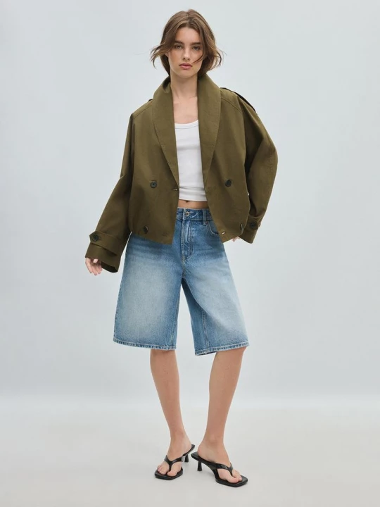Obrázek produktu Stradivarius Balonový Trenčkot Se Šálovým Límcem Khaki