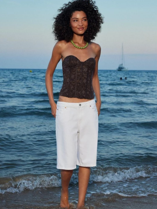 Obrázek produktu Stradivarius Bermudy Baggy Denim White