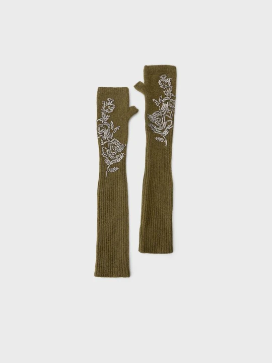 Obrázek produktu Stradivarius Bezprstové Rukavice S Korálky Khaki