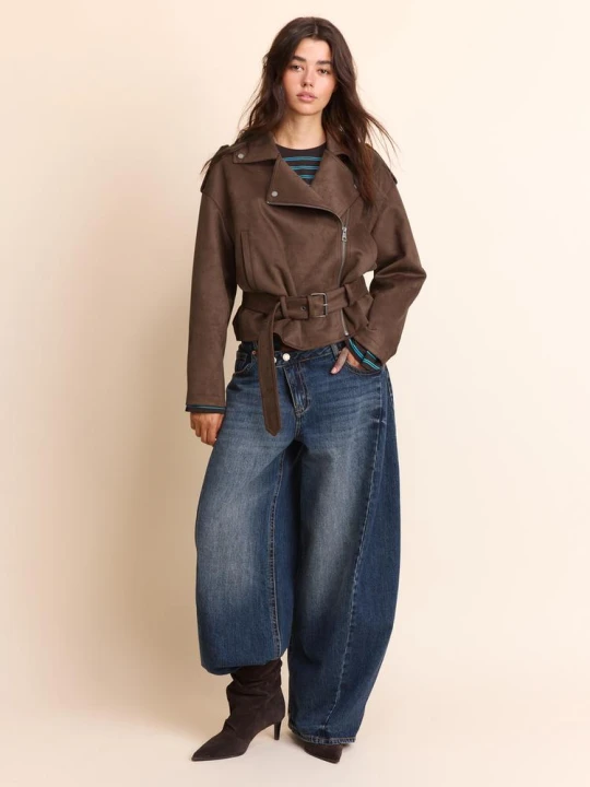 Obrázek produktu Stradivarius Biker Bunda S Páskem Hnědá