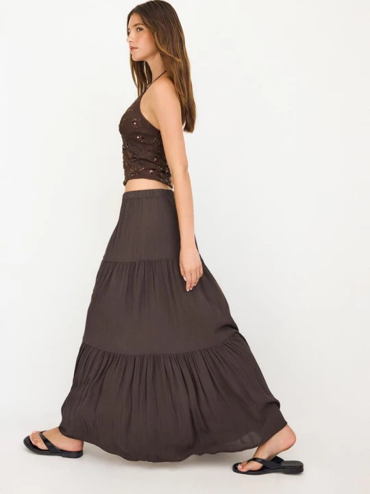 Obrázek produktu Stradivarius Boho Midi Sukně Brown
