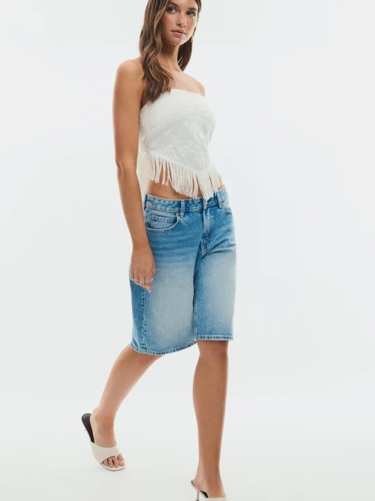 Obrázek produktu Stradivarius Bustier S Třásněmi A Výšivkou White