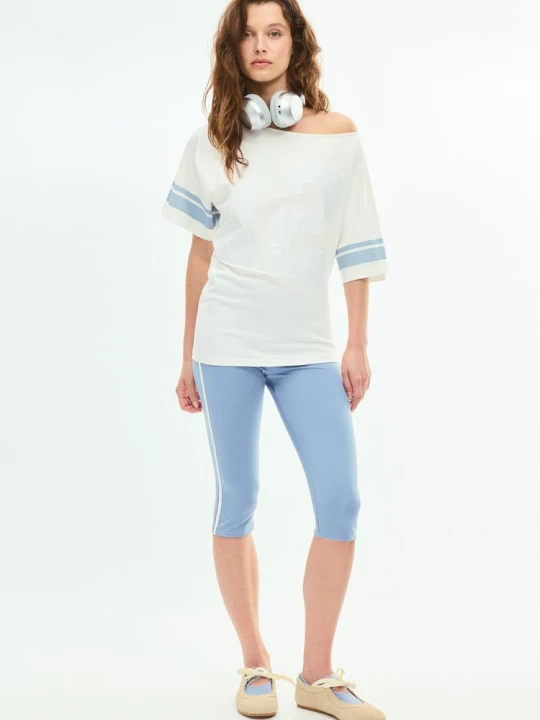 Obrázek produktu Stradivarius Capri Legíny Bočními Pruhy Nebesky Modrá