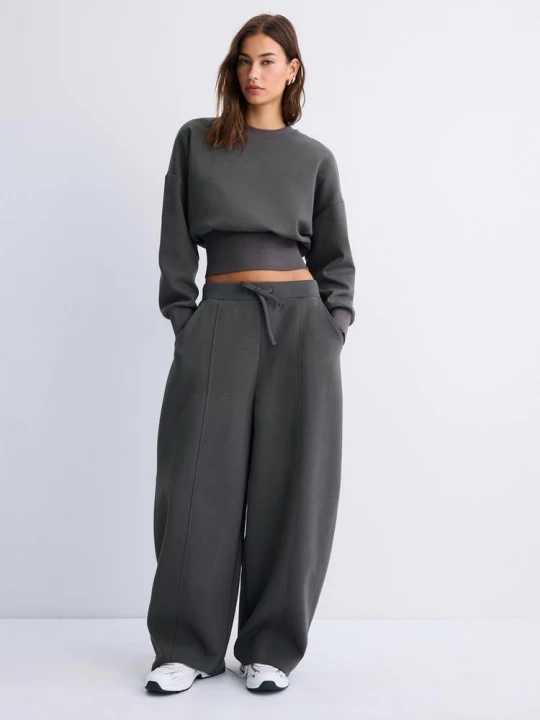 Obrázek produktu Stradivarius Crop Mikina Se Širokým Pasem Dark Grey