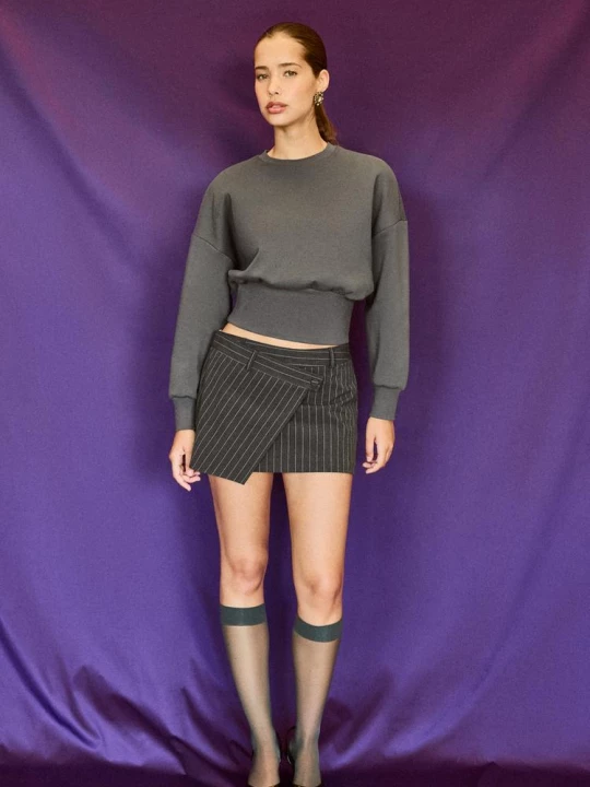 Obrázek produktu Stradivarius Crop Mikina Se Širokým Pasem Dark Grey