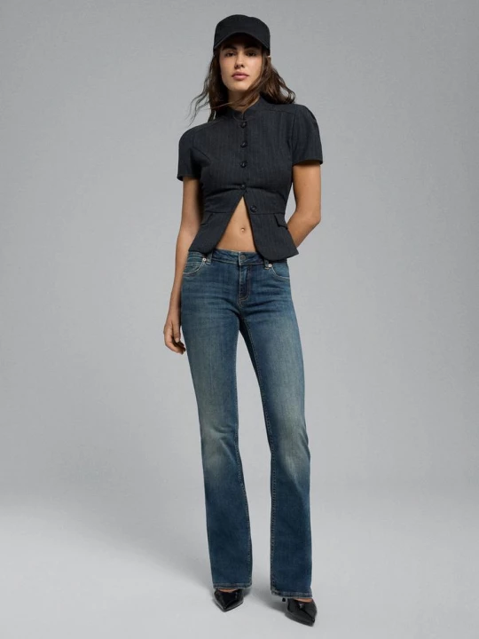 Obrázek produktu Stradivarius D67 Džíny Slim Bootcut Přebarvená Modrá