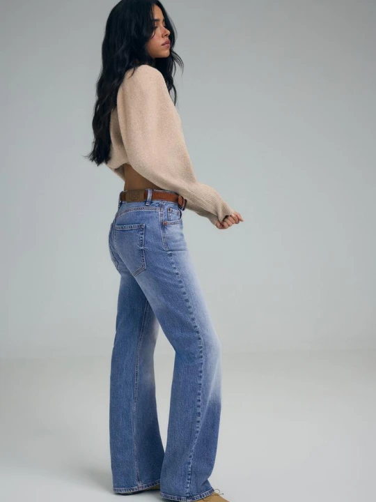 Obrázek produktu Stradivarius D68 Jeans Bootcut Fit S Páskem Středně Modrá