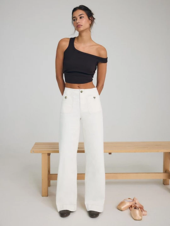 Obrázek produktu Stradivarius D77 Minimalistické Džíny S Kapsami Vanilková