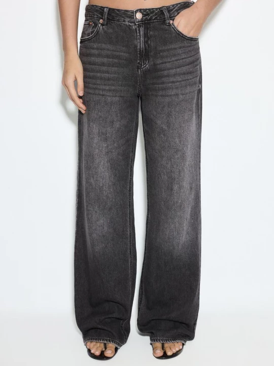 Obrázek produktu Stradivarius D91 Džíny Low Wide Leg Opraná Černá