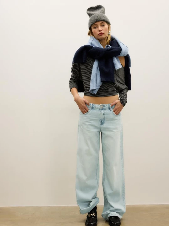 Obrázek produktu Stradivarius D91 Džíny Low Wide Leg Středně Modrá
