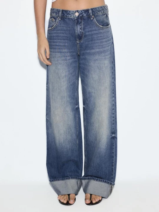Obrázek produktu Stradivarius D91 Džíny Low Wide Leg Středně Modrá