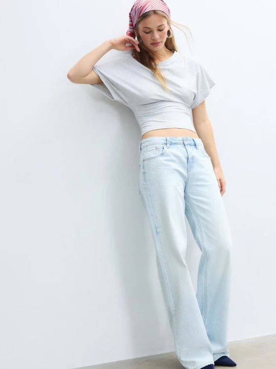 Obrázek produktu Stradivarius D91 Jeans Low Wide Leg Modrý Denim