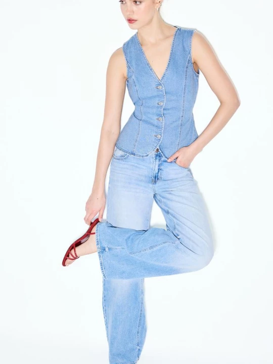 Obrázek produktu Stradivarius Džíny D91 S Low Waist Střihem A Širokými Nohavicemi Světle Modrá