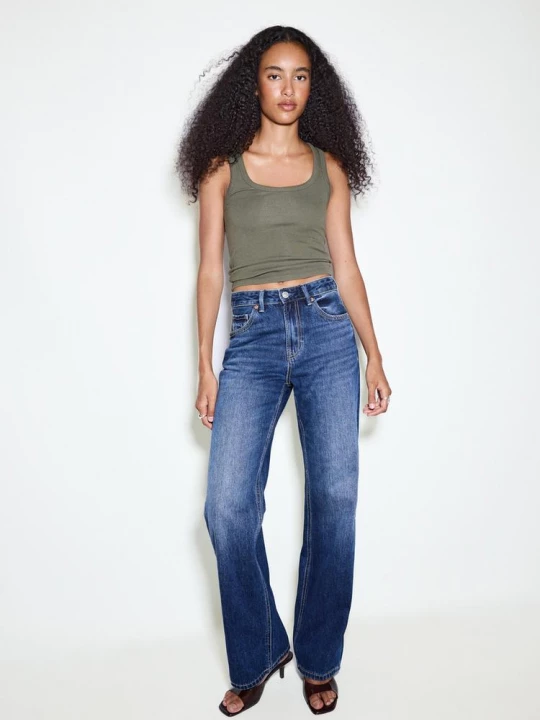 Obrázek produktu Stradivarius D92 Džíny Straight Wide Středně Modrá