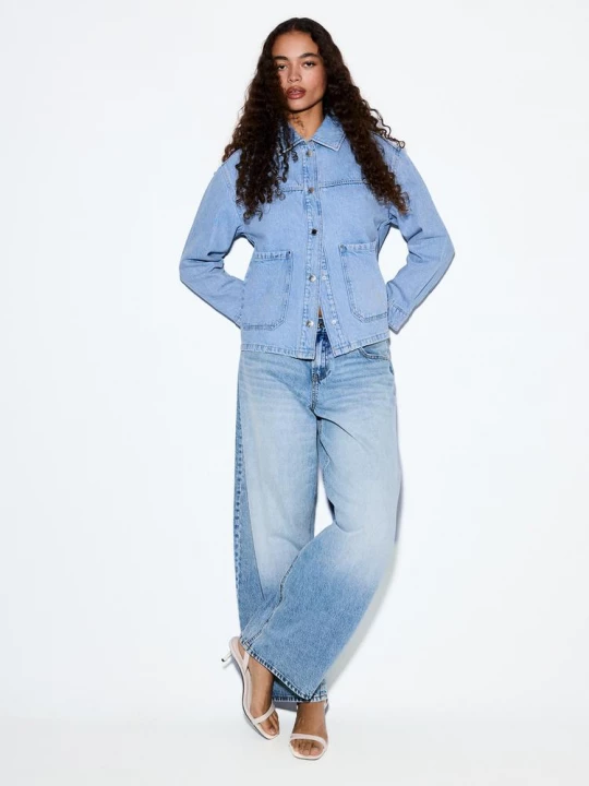 Obrázek produktu Stradivarius Denim Bunda Kapsami Tmavě Černá