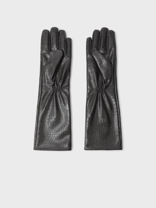Obrázek produktu Stradivarius Dlouhé Rukavice – Imitace Kůže Černá