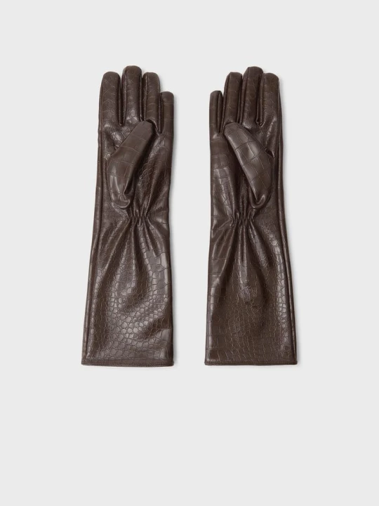 Obrázek produktu Stradivarius Dlouhé Rukavice Z Imitace Kůže Hnědá