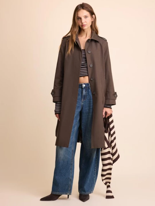 Obrázek produktu Stradivarius Dlouhý Trenčkot S Jednoduchým Zapínáním Brown