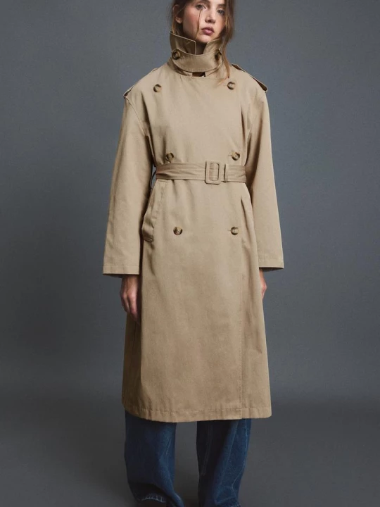 Obrázek produktu Stradivarius Dlouhý Základní Trenčkot Beige