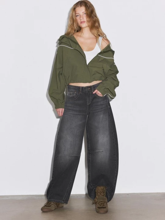 Obrázek produktu Stradivarius Džíny Barrel S Low Waist Středně Šedá