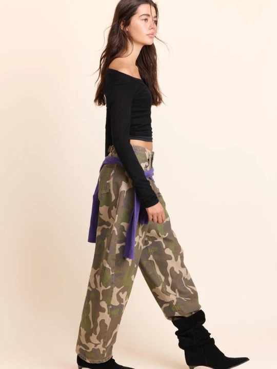 Obrázek produktu Stradivarius Džíny Barrel S Přezkou Khaki