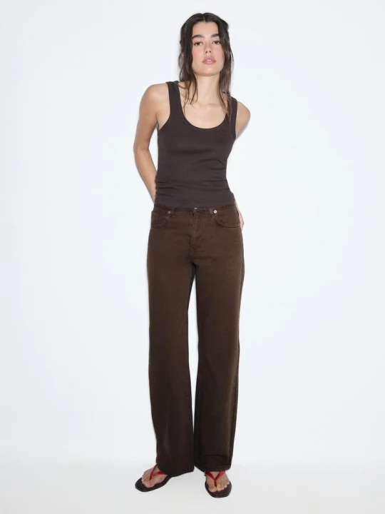 Obrázek produktu Stradivarius D92 Džíny Straight Wide S Roztržením Brown