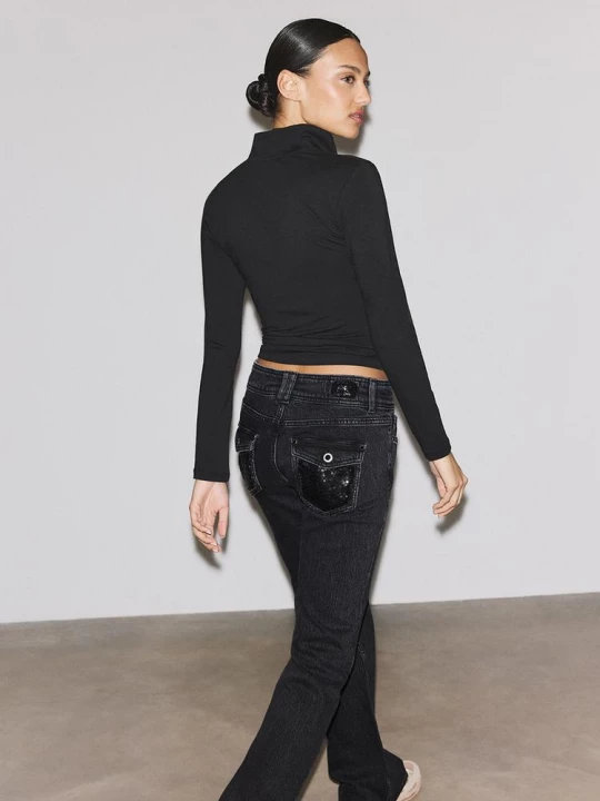 Obrázek produktu Stradivarius Džíny Low Waist S Flitry Tmavě Šedá