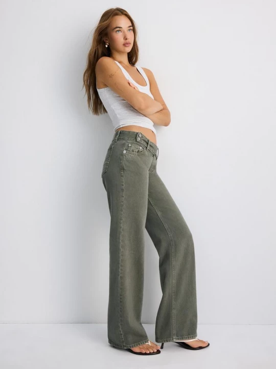 Obrázek produktu Stradivarius Džíny Straight S Nízkým Pasem A Pasem Typu Hammer Khaki