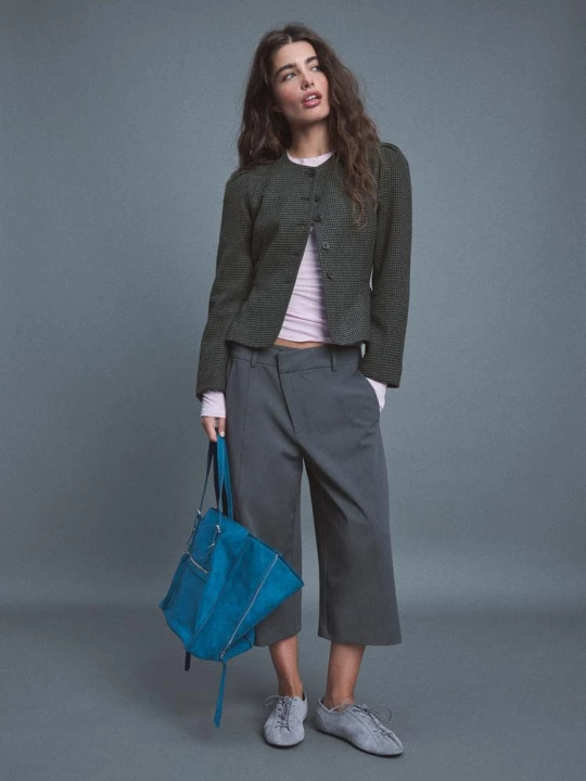 Obrázek produktu Stradivarius Flaušové Sako S Peplum Tmavě Šedá