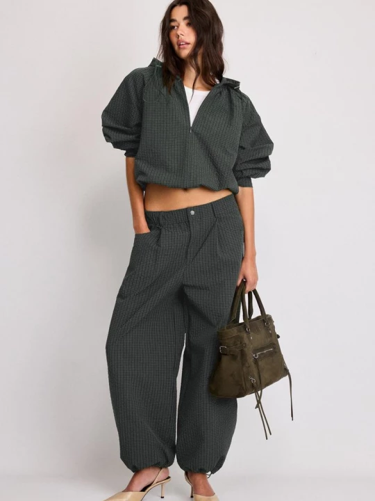 Obrázek produktu Stradivarius Funkční Kostkovaná Mikina Khaki