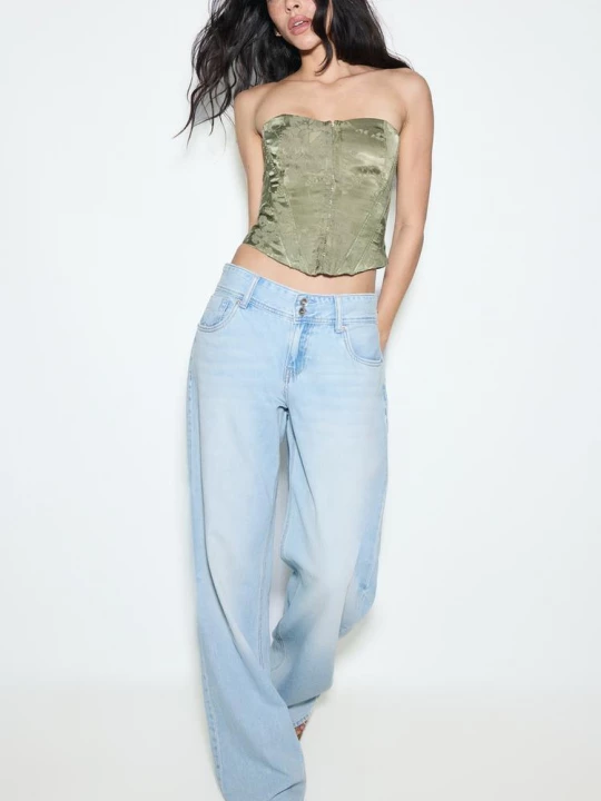 Obrázek produktu Stradivarius Jeans Low Waist S Dvojitým Knoflíkem Světle Modrá