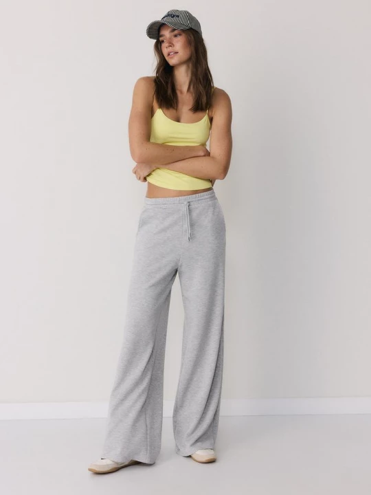 Obrázek produktu Stradivarius Jemné Kalhoty Palazzo Typu Jogger Grey Melange