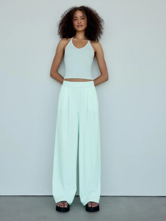 Obrázek produktu Stradivarius Kalhoty Jogger Palazzo S Elastickým Pasem Pastel Green